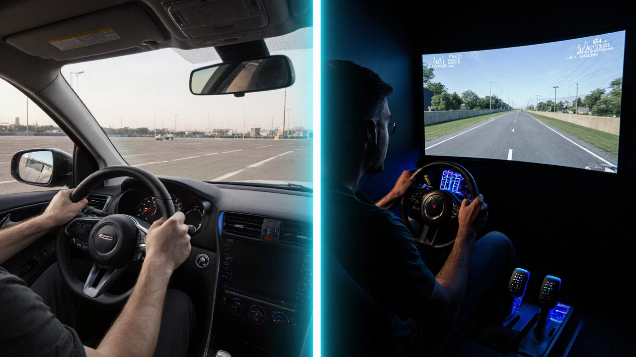 Сравнение реального вождения и симулятора с рулём и педалями.