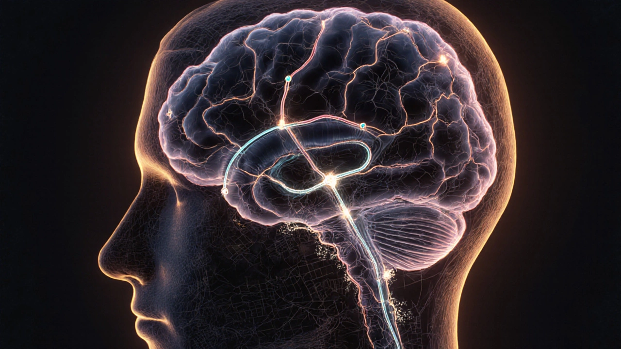 Мозг как карта дороги: нейронные связи формируют чёткий путь к уверенности за рулём, символизируя прогресс.