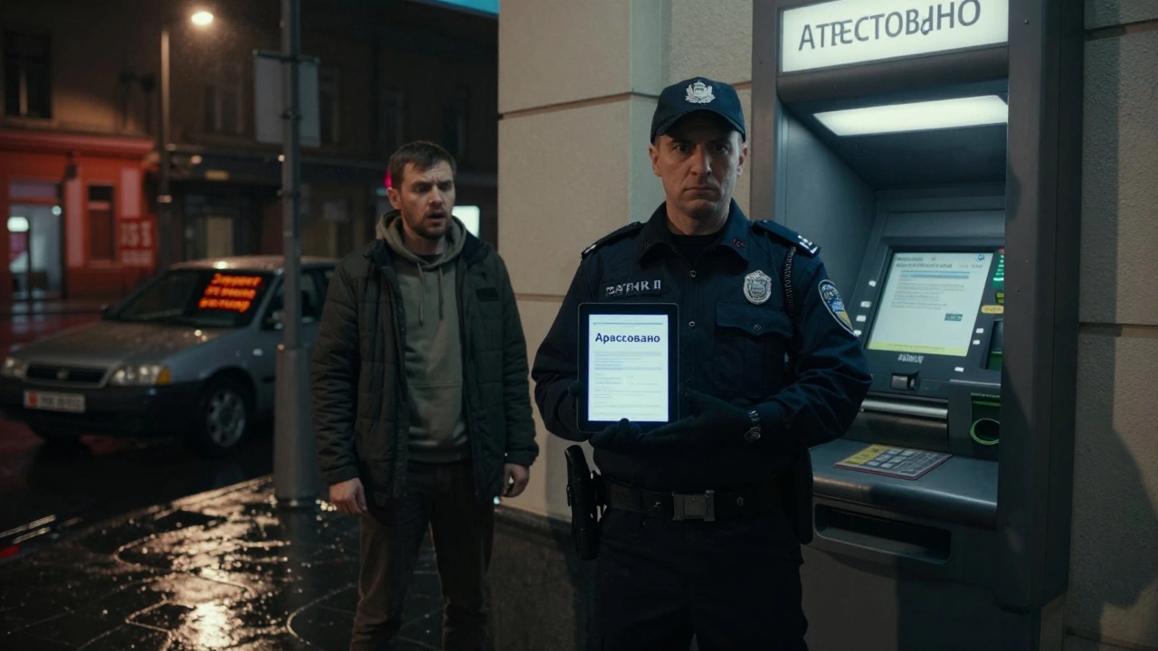 Судебный пристав блокирует банковский счет, водитель в шоке.