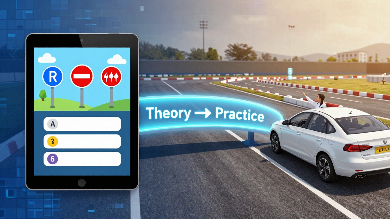 Гибридный путь обучения: онлайн-теория переходит в реальное вождение.