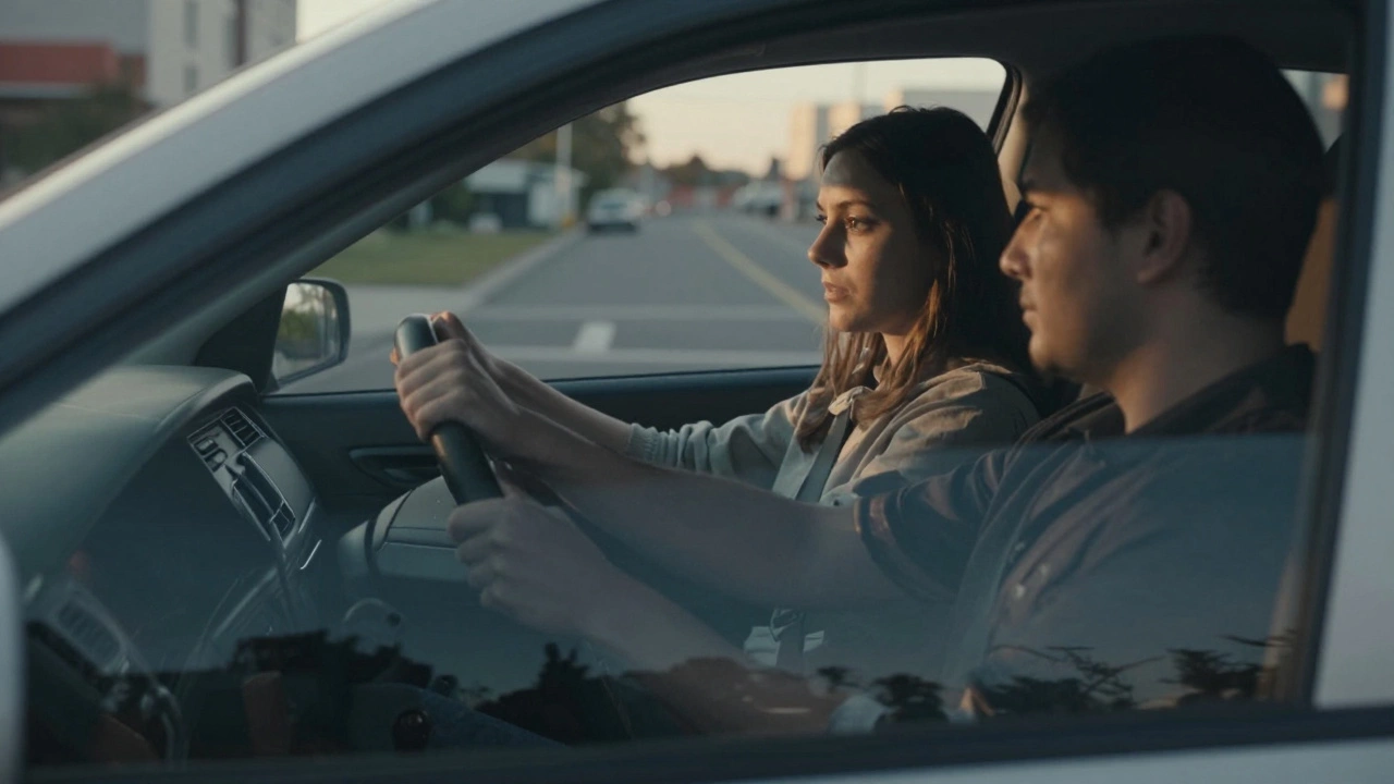 Старт на горке во время экзамена с инспектором ГИБДД в машине