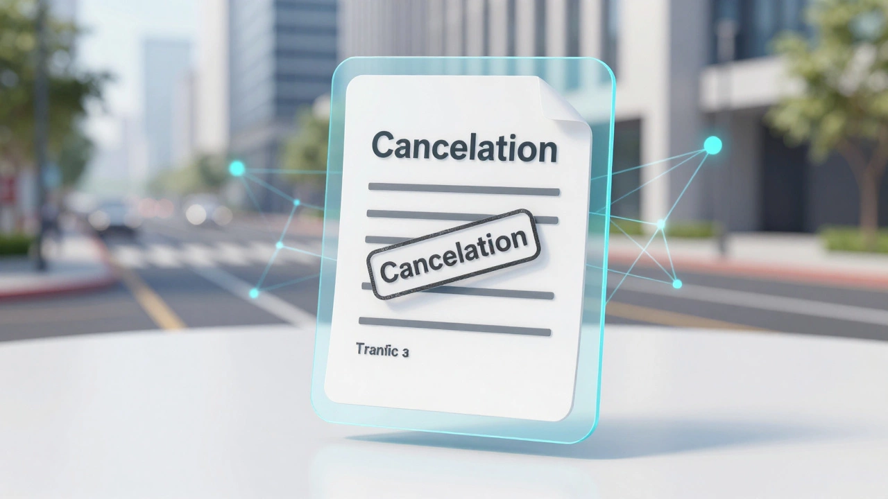 3D рендер цифрового документа о штрафе с печатью об аннулировании на светлом фоне