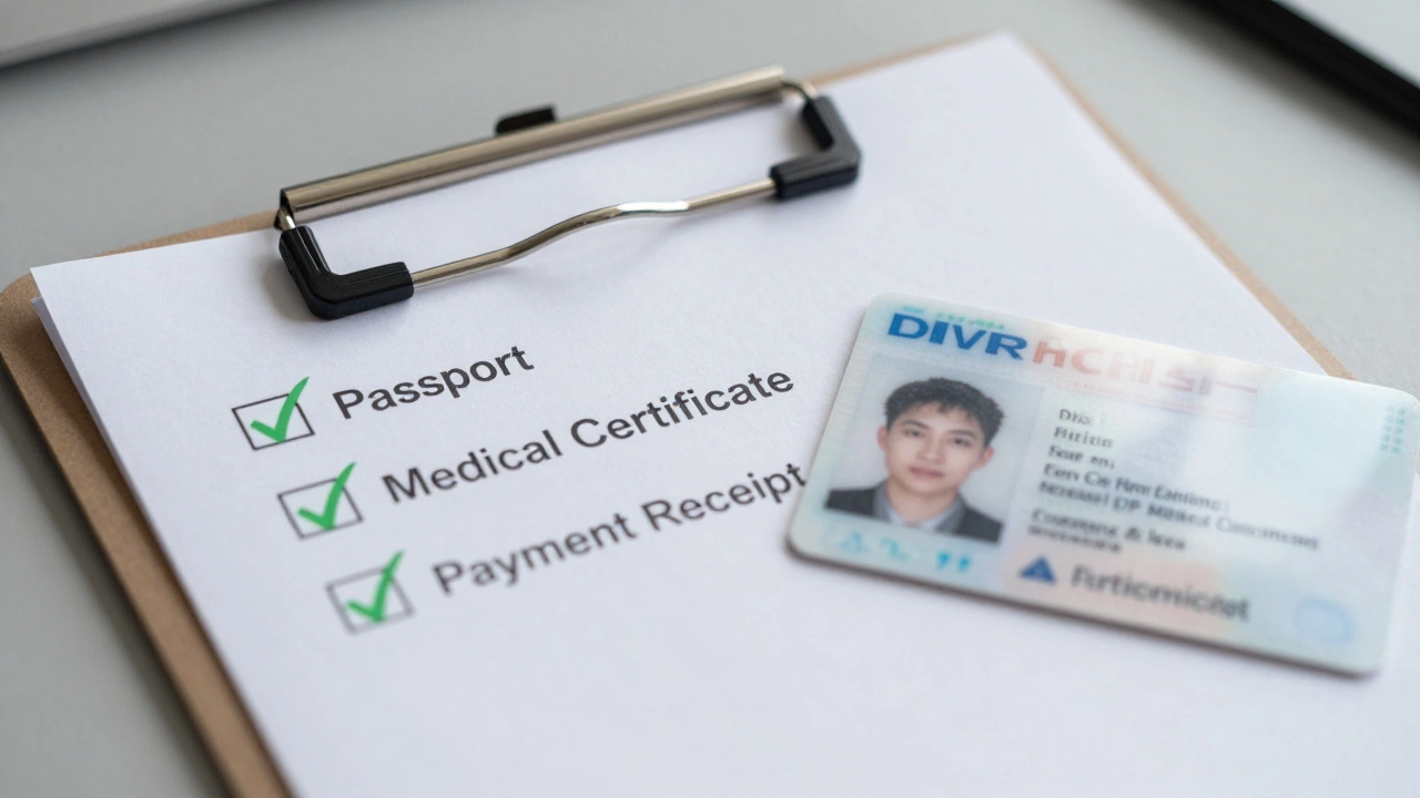 Чек-лист с собранными документами и новым водительским удостоверением