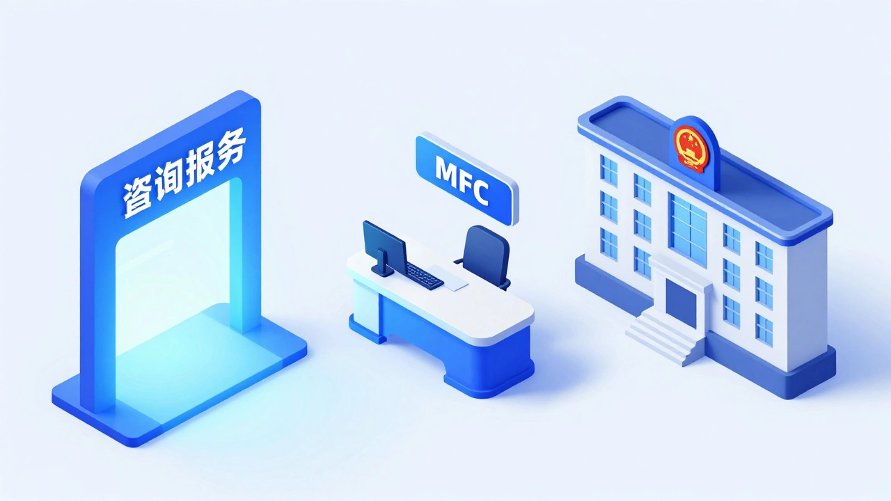 Иллюстрация трех способов получения прав: онлайн-сервисы, МФЦ и ГИБДД